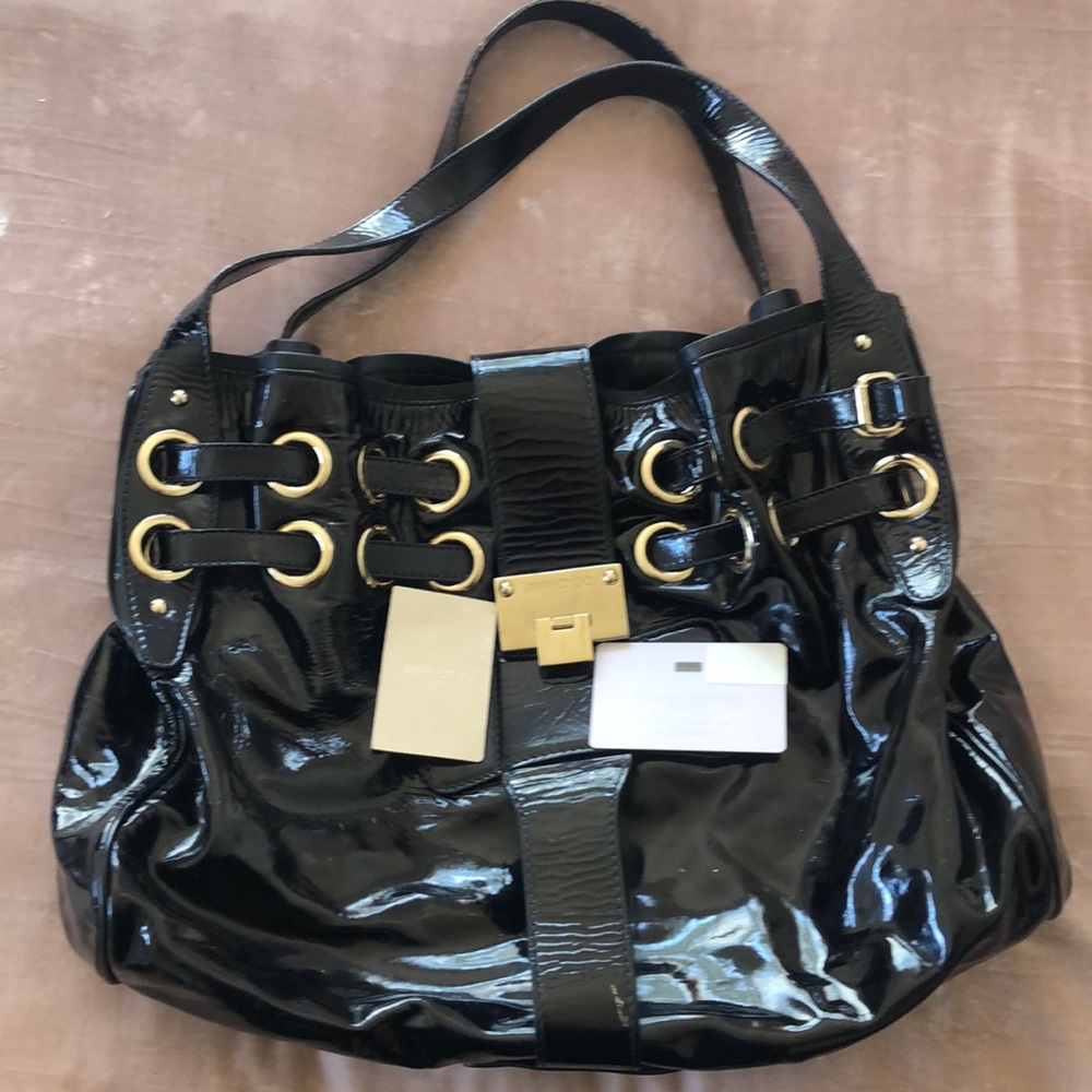 Jimmy Choo black patent leather bag authentic